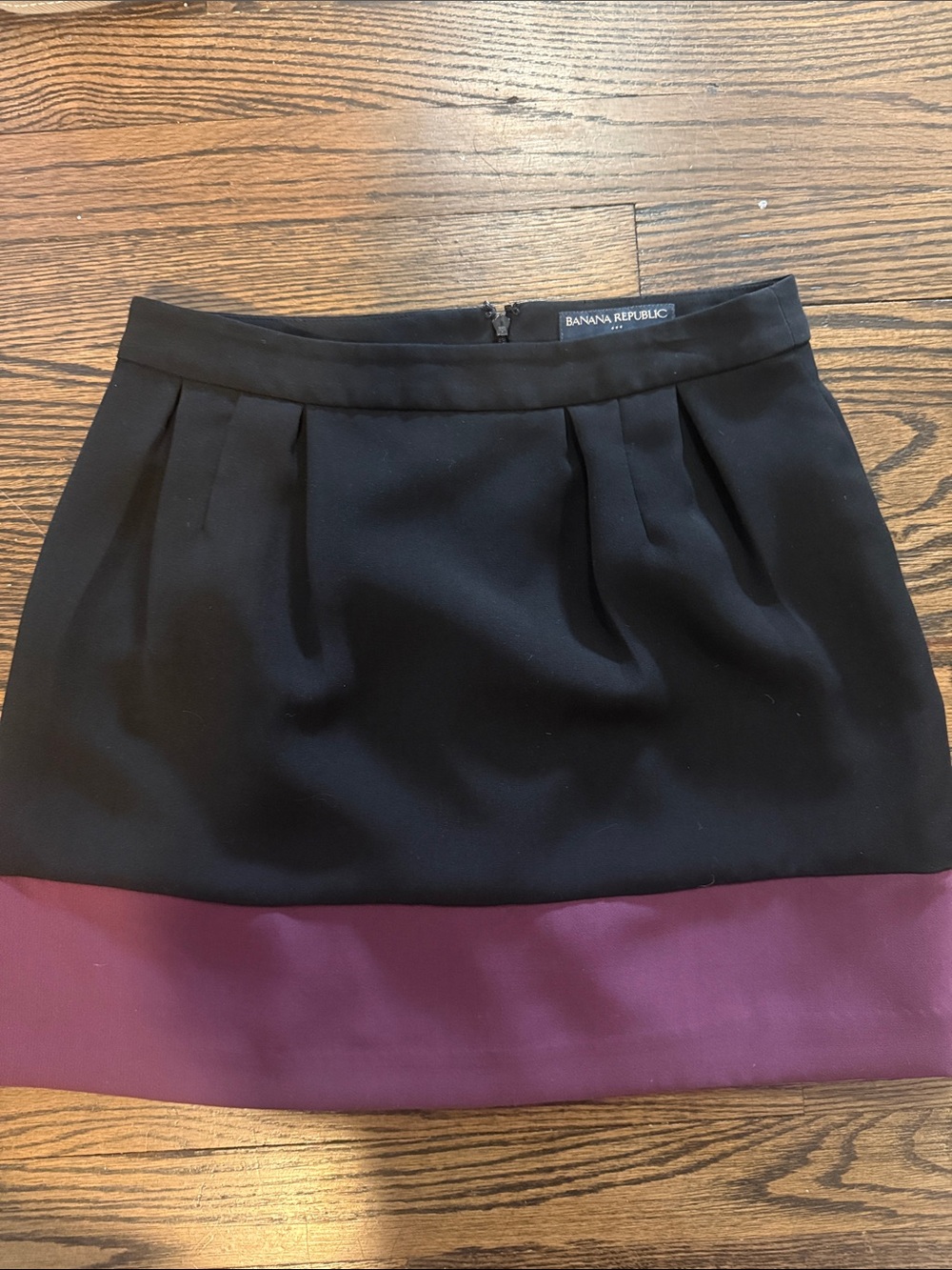 Banana Republic Black Mini Skirt with Plum Hem